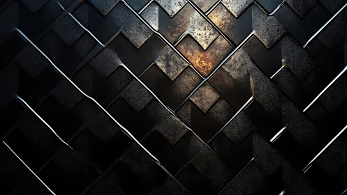 Metallic chevron tiles reveal warm glowing core beneath