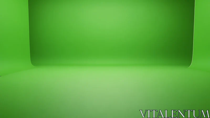 Green chroma key studio backdrop with seamless curved sweep.