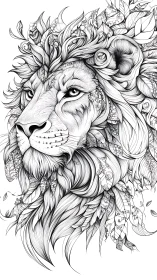 Regal forest lion quietly blooms into swirling leafwork