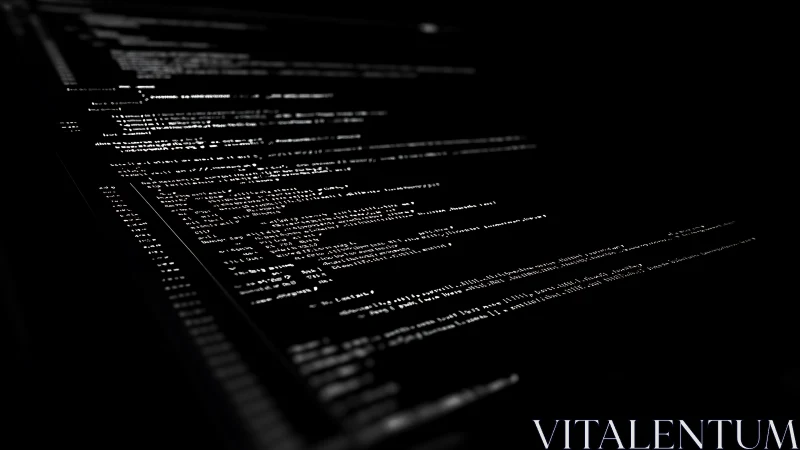 Softly glowing code lines drifting through the dark.