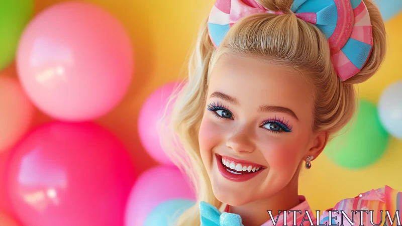 Vibrant Retro Portrait with Pop Art Styling and Saturated Color.