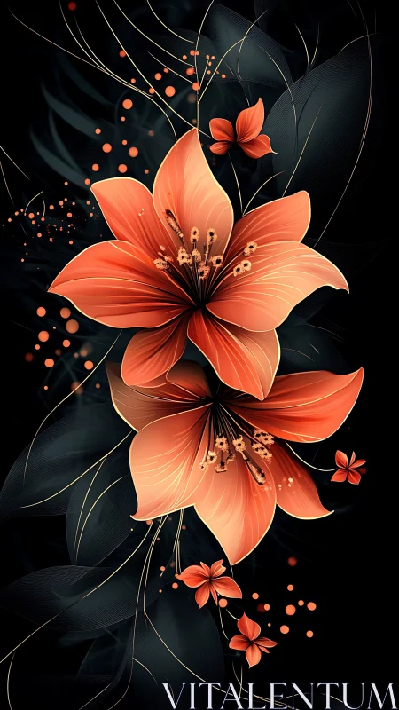 Radiant Orange Blooms Dance Against the Darkness