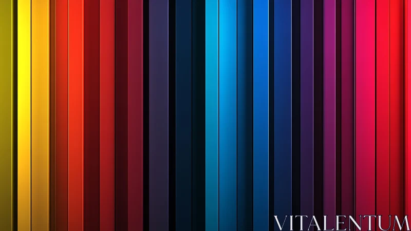 Chromatic pillars rise in a neon-slick vertical spectrum.