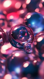 Dreamy glowing bubbles in soft pink and blue light.