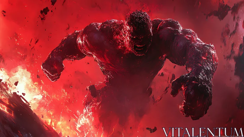 Inferno Titan Surging Through a World Drowned in Red.