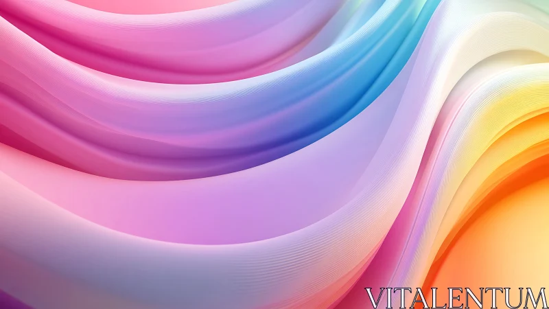 Prismatic gradient waves curve across luminous pastel field.