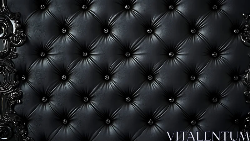 Black tufted leather surface with symmetrical button grid.