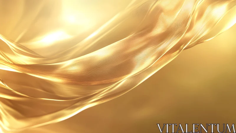 Flowing golden silk fabric in abstract, elegant modern style.