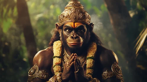 Regal monkey deity offers a calm, respectful jungle greeting