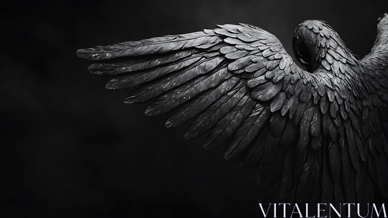 Dark angel wings unfolding in a moody, mysterious glow.