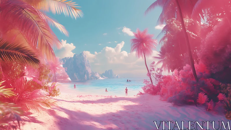 Infrared Paradise: Chromatic Coastal Fantasy Digital Composition.