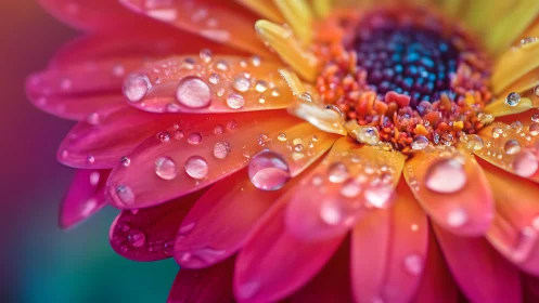 Gerbera Daisy Petals with Water Droplets