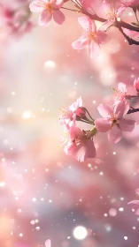 Cherry blossom blossoms with soft bokeh luminescence and delicate petal rendering.