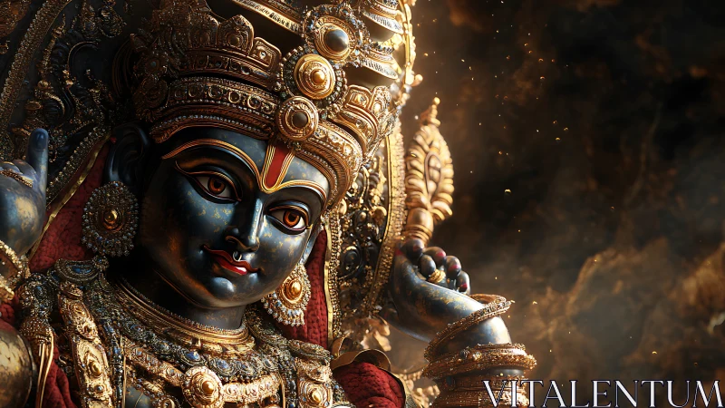 3D-rendered ornate deity portrait with cinematic lighting.