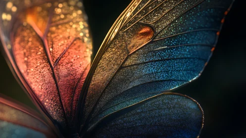 Iridescent butterfly wings whisper in molten twilight color
