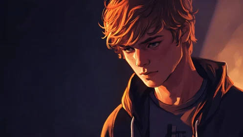 Moody portrait of a pensive teen in dramatic sunset light.