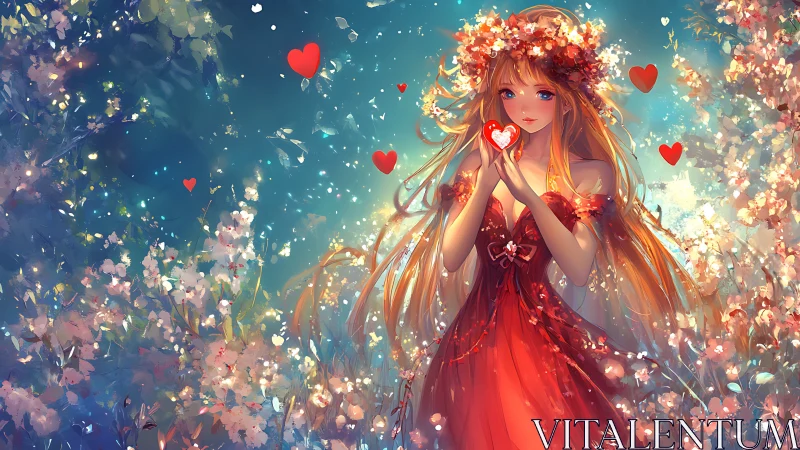 Heartlit forest maiden quietly kindles a glowing spring