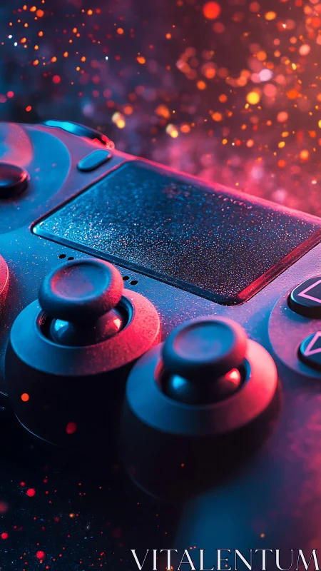 Gaming Controller with Mobile Device in Neon Lighting Environment