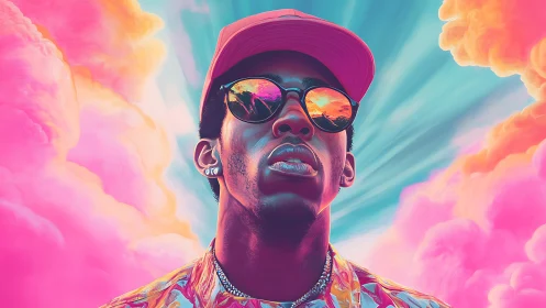 Sky-streaked dreamer turns candy clouds into quiet swagger