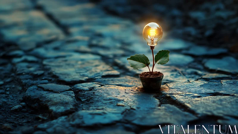 Tiny streetlight sapling quietly rewrites the cobblestone night