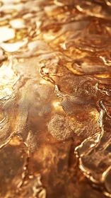 Textured metallic surface with flowing molten gold patterns.
