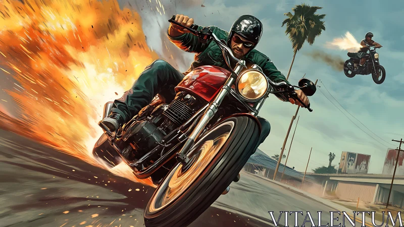 Firetrail street riders outrun a roaring roadside explosion.