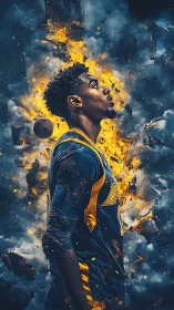 Flaming court dreams ignite around the focused basketball star