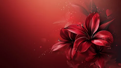 Deep Crimson Bloom Against Radiant Red Background.
