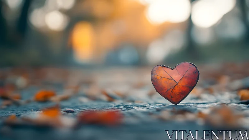 A Heart-Shaped Leaf Glows With Autumn's Warm Embrace.
