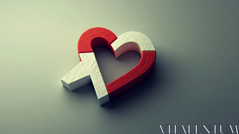 Interlocked Heart Sculpture: Red and White 3D Form