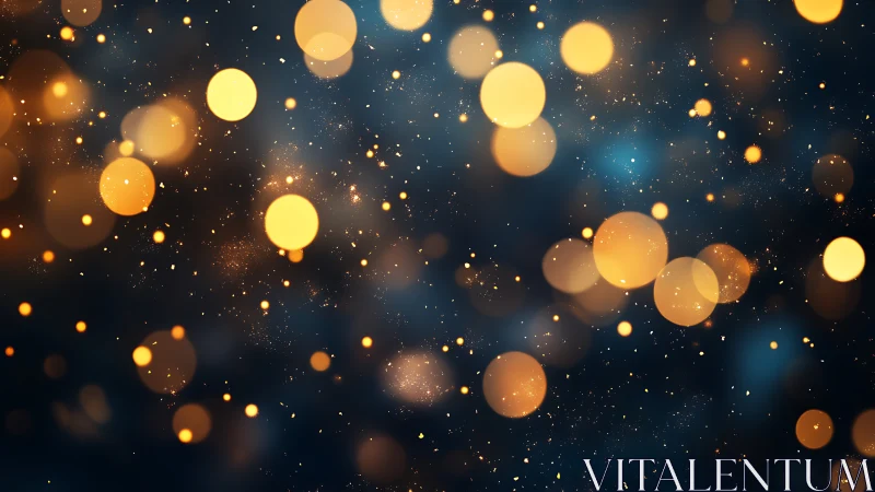 Golden bokeh lights drifting softly across a midnight sky.