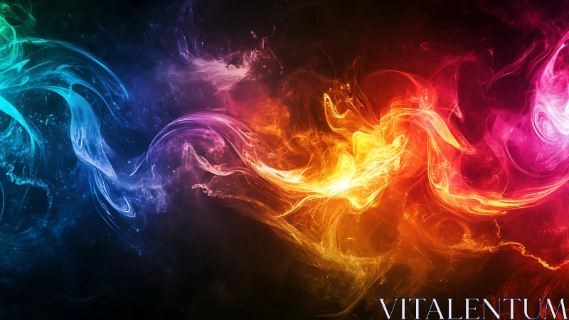 Digital painting of prismatic energy currents in fluid motion.