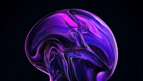 Specular magenta fluid shell forms high-gloss abstract sphere