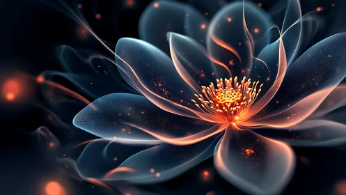 Glowing digital blossom unfolding in soft luminous petals.