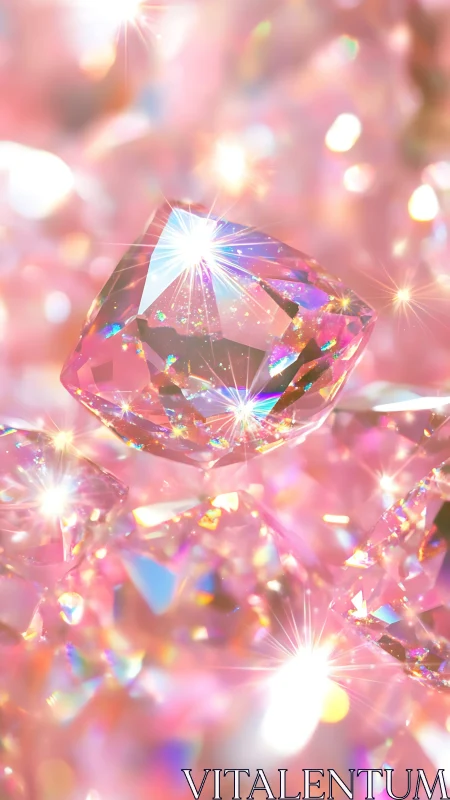 Spectral macro study of faceted pink gemstones under flare.
