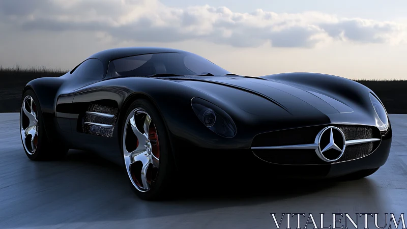 Mercedes concept supercar with gloss black aerodynamic body.