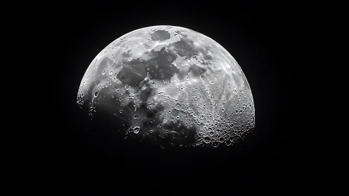 Crescent moon glows in stark contrast against deep space