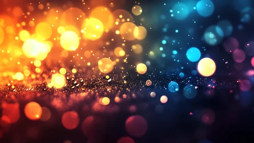 Vibrant abstract bokeh lights in warm and cool color gradients.