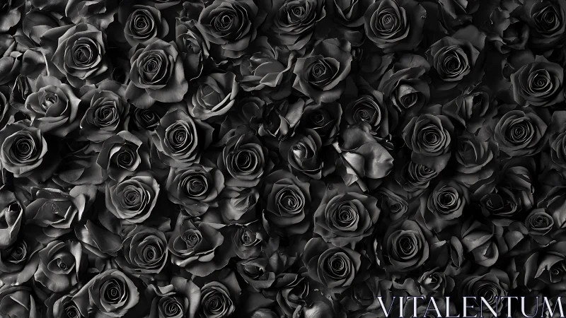 Black Roses Dense Arrangement Overhead View