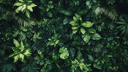 Overhead composition isolates dense tropical foliage canopy