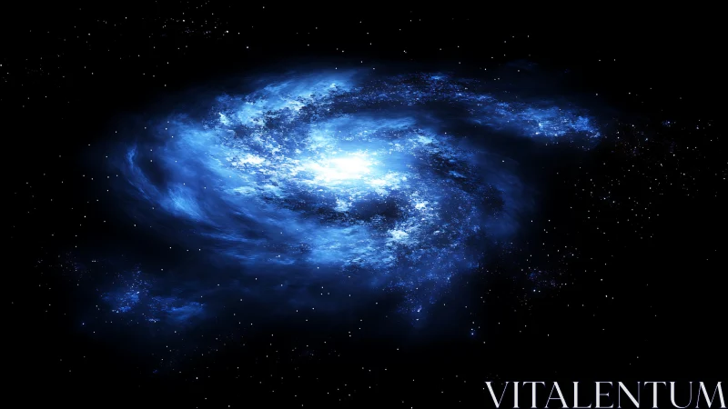Starlit spiral galaxy swirling in electric sapphire silence.