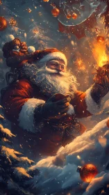 Santa ignites winter magic with blazing festive starlight.