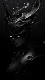 Dark liquid entity emerges from shadow with glowing eyes