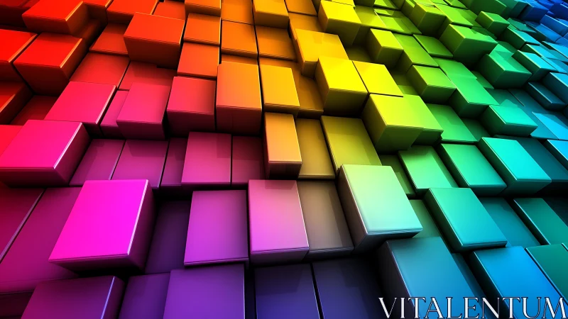 Vibrant 3D rainbow cubes create dynamic abstract depth