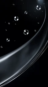 Moonlit droplets drifting over a quiet silver arc.