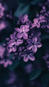 Purple lilac blossoms soft focus macro photography.