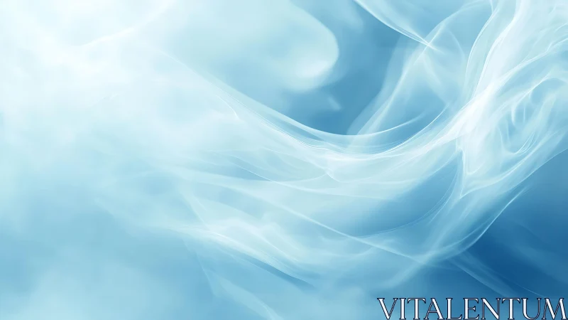 Dreamy Light Blue Abstract Smoke Swirls Digital Art Background.