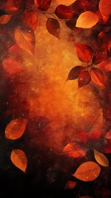 Autumn foliage border with textured warm gradient background.