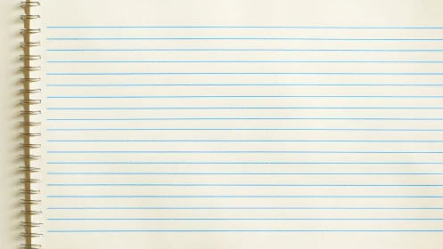 Spiral bound notebook page with clean blue horizontal lines.