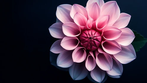 Pink Dahlia Blossom Against Dark Background.